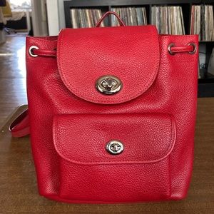 Coach mini backpack, red leather